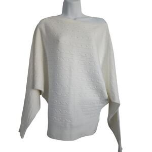 NWT Ckikiou Ivory Boat Neck Bat Wing Sweater OS
